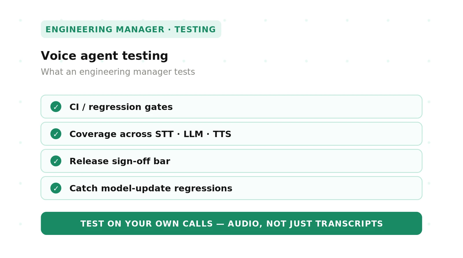 Voice Agent Testing for Engineering Managers