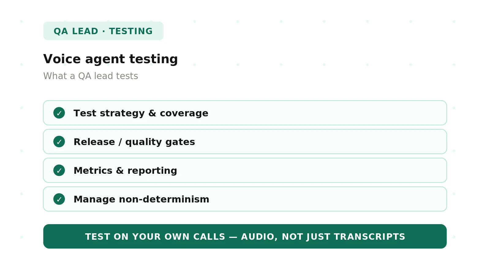 Voice Agent Testing for QA Leads